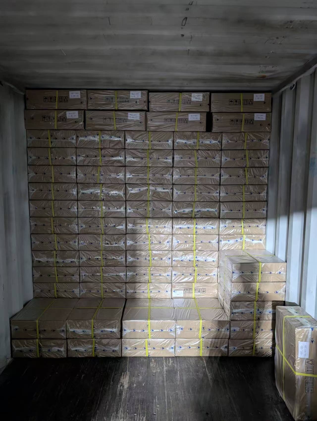 Container loaded with export cartons